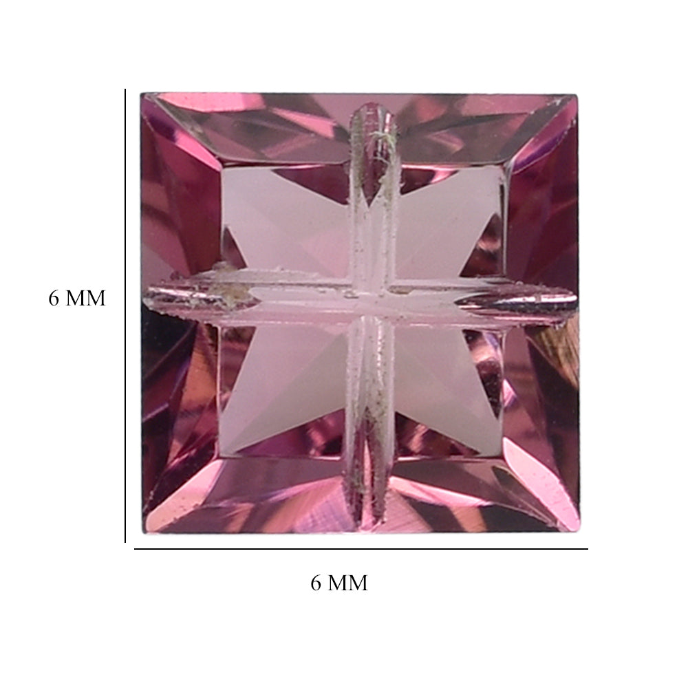 PINK TOURMALINE LAZER CUT SQUARE 6MM 1.10 Cts.