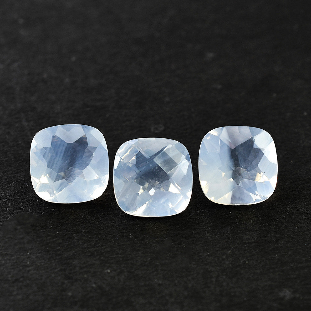 QUARTZ BLUE MOON CHECKER CUT (A/CLEAN) CUSHION 12.00X12.00 MM 6.26 Cts.