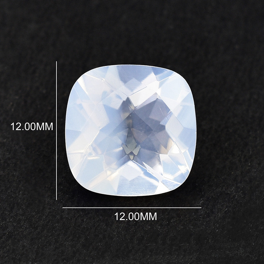 QUARTZ BLUE MOON CHECKER CUT (A/CLEAN) CUSHION 12.00X12.00 MM 6.26 Cts.