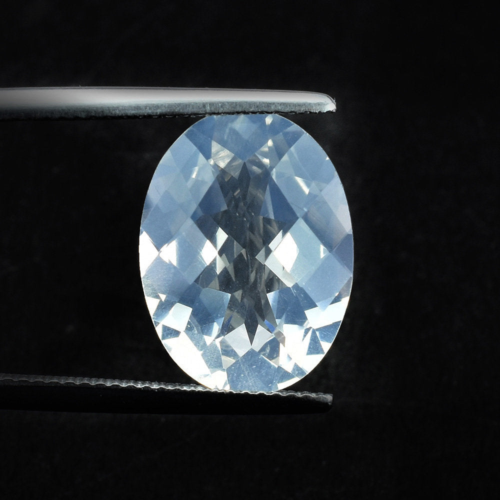 BLUE MOON QUARTZ CHECKER CUT OVAL (A/CLEAN) 16.00X12.00 MM 7.61 Cts.