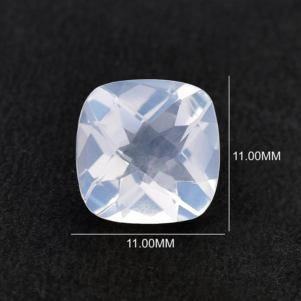 QUARTZ BLUE MOON CHECKER CUT (A/CLEAN) CUSHION 11.00X11.00 MM 4.65 Cts.