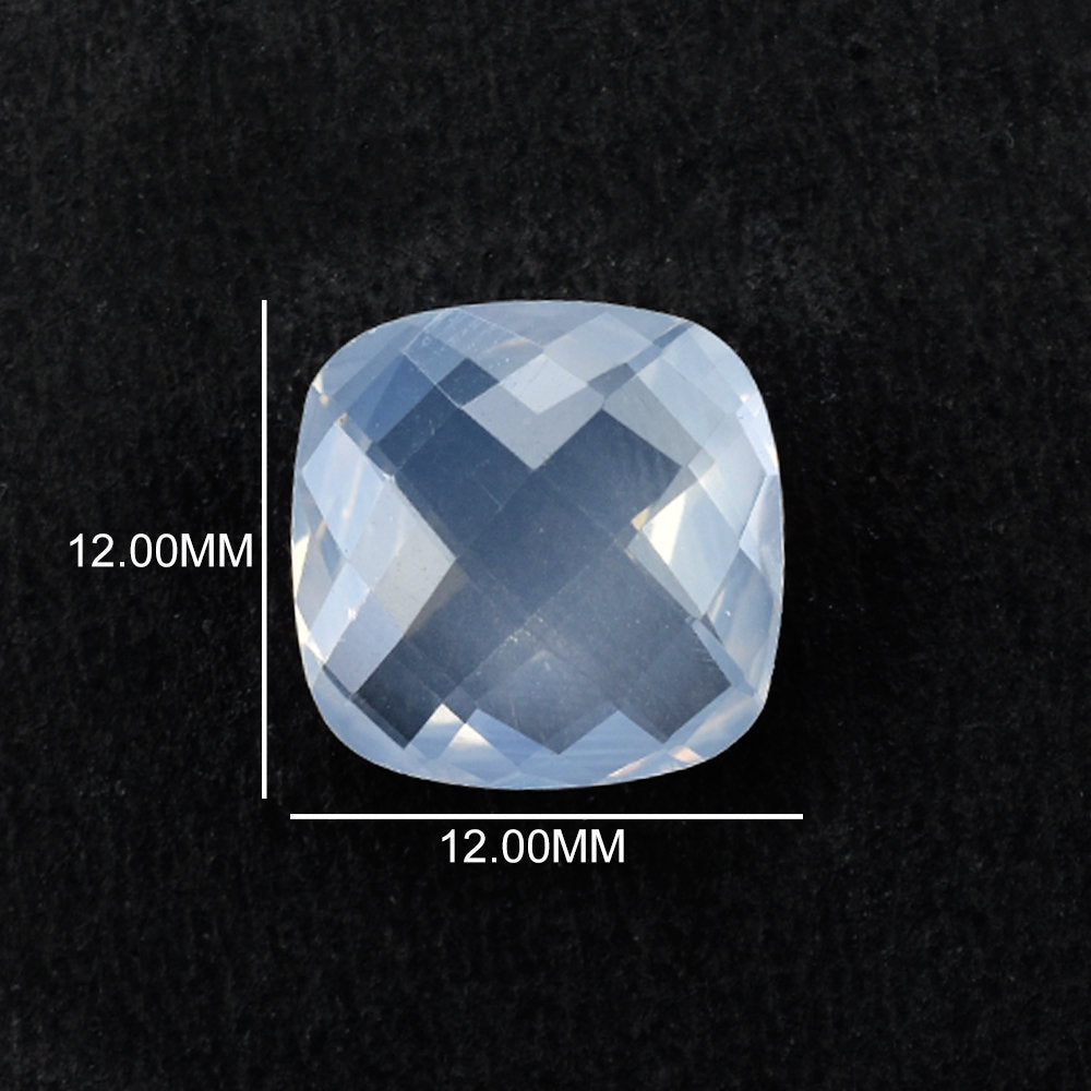 BLUE MOON QUARTZ CHECKER BRIOLETTE CUSHION (A/CLEAN) 12.00X12.00 MM 5.47 Cts.