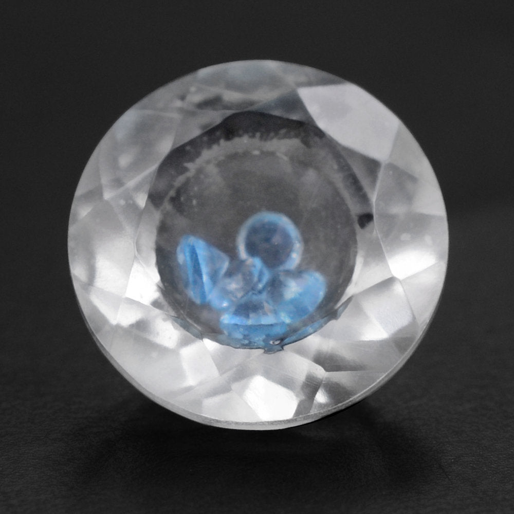 CRYSTAL CUT ROUND WITH (INSIDE SWISS BLUE TOPAZ CUT ROUND 1.50MM) 8MM 1.81 Cts.