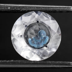 CRYSTAL CUT ROUND WITH (INSIDE SWISS BLUE TOPAZ CUT ROUND 1.50MM) 8MM 1.81 Cts.
