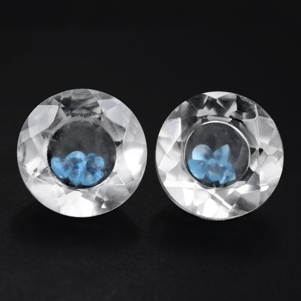 CRYSTAL CUT ROUND WITH (INSIDE SWISS BLUE TOPAZ CUT ROUND 1.50MM) 8MM 1.81 Cts.
