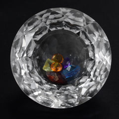 CRYSTAL CUT ROUND WITH MIX SEMI PRECIOUS STONE INSIDE 20MM 22.64 Cts.