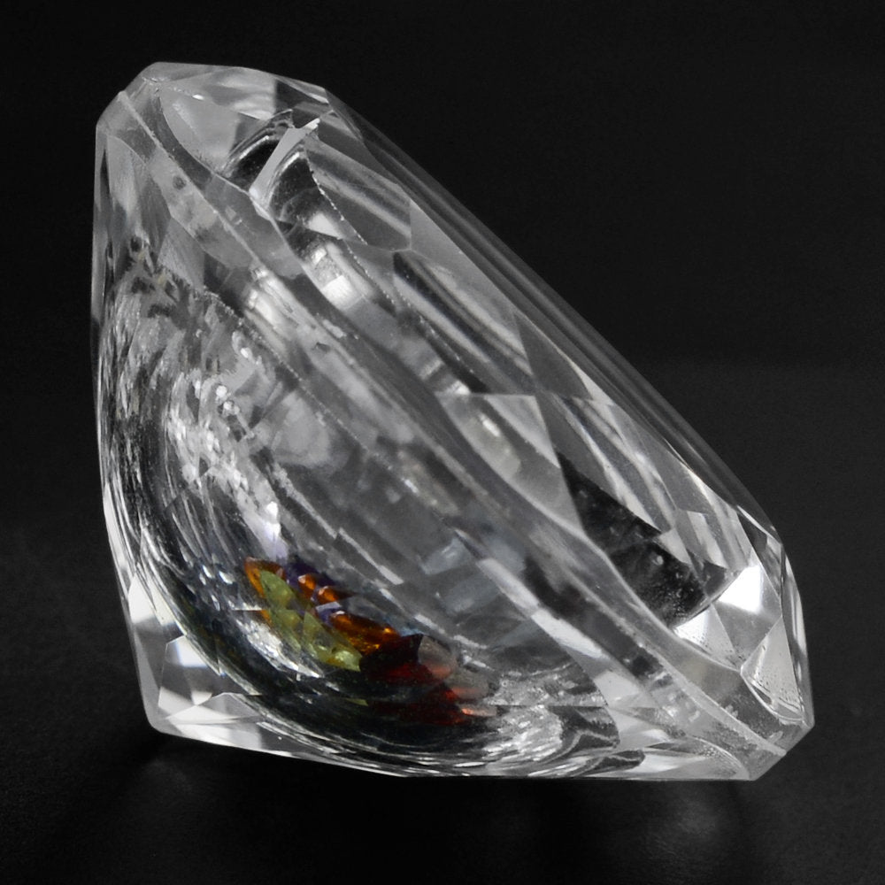 CRYSTAL CUT ROUND WITH MIX SEMI PRECIOUS STONE INSIDE 20MM 22.64 Cts.