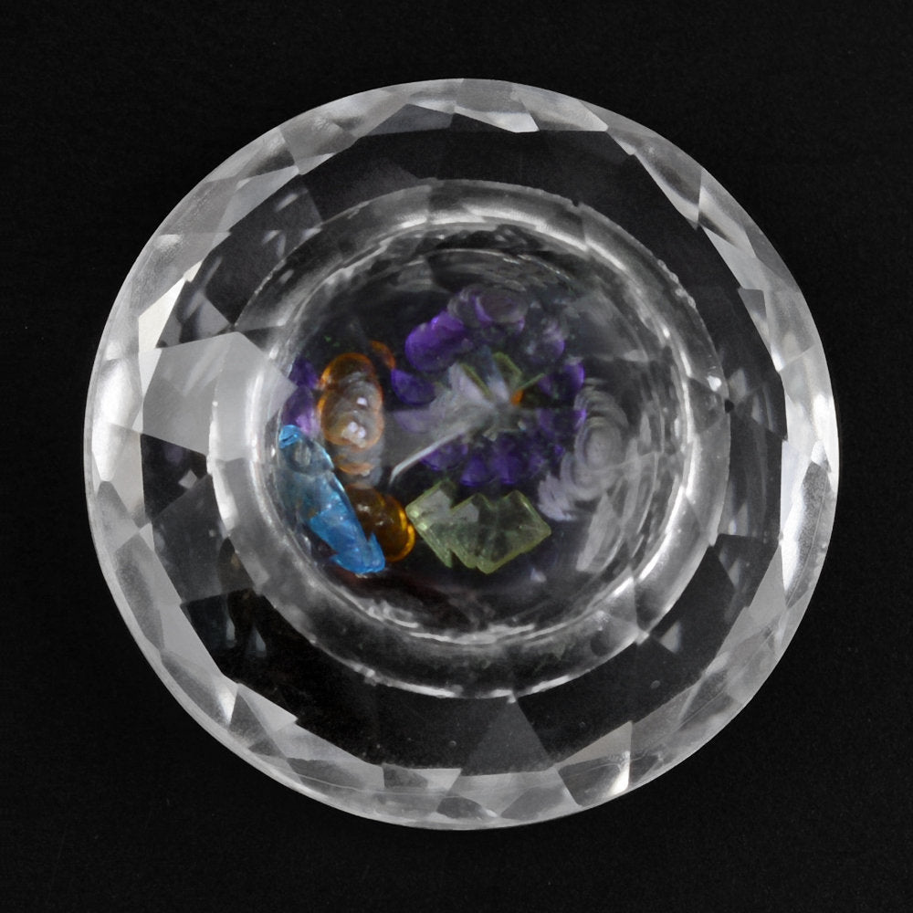 CRYSTAL CUT ROUND WITH MIX SEMI PRECIOUS STONE INSIDE 20MM 22.64 Cts.