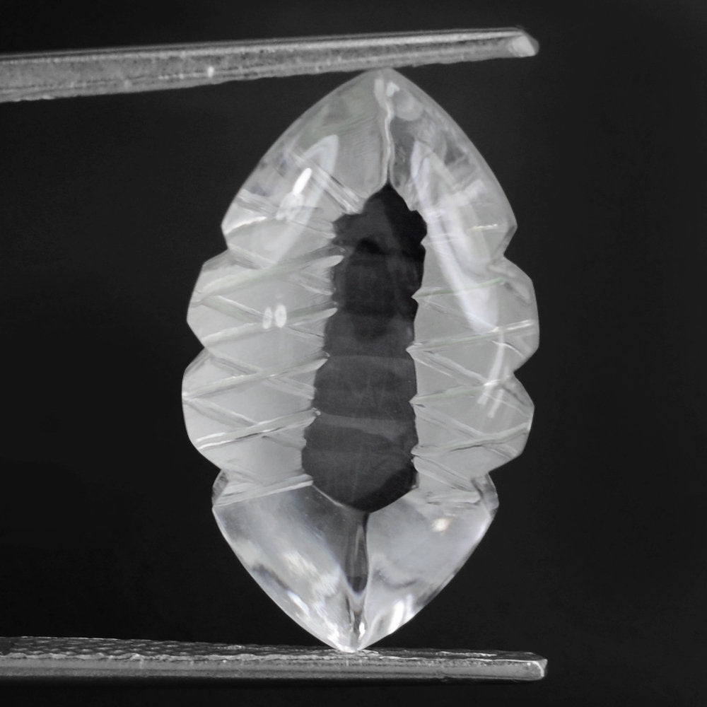 CRYSTAL BUFFTOP FISH CARVED BACK MARQUISE (DES#111) 20X11.50MM 10.70 Cts.