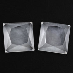 CRYSTAL TABLE CUT SQUARE FLAT WITH FROSTED BOTTOM 7MM 1.58 Cts.