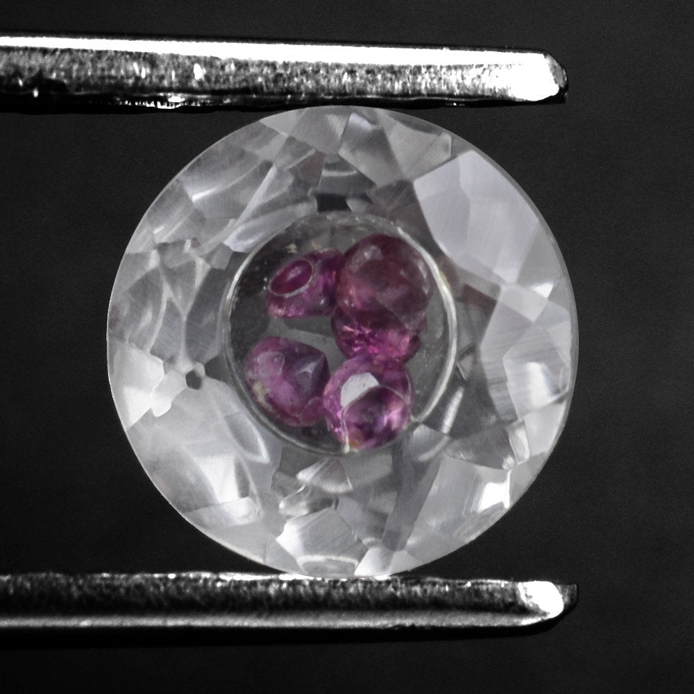 CRYSTAL CUT ROUND (WITH IN SIDE RHODOLITE CUT ROUND 1.5MM) 8MM 1.81 Cts.