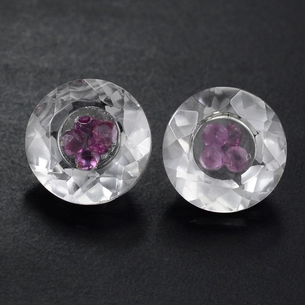 CRYSTAL CUT ROUND (WITH IN SIDE RHODOLITE CUT ROUND 1.5MM) 8MM 1.81 Cts.