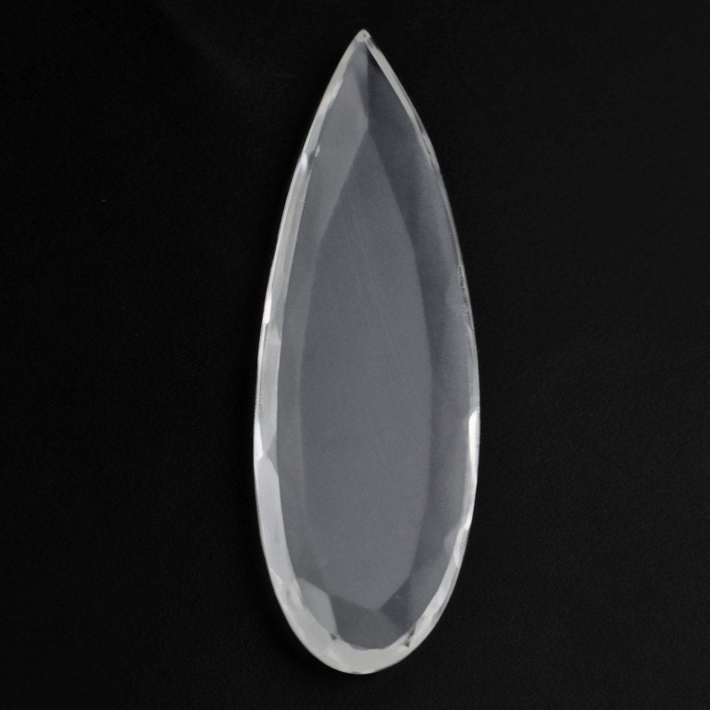 CRYSTAL TABLE CUT PEAR FLAT WITH FROSTED BOTTOM 30X10MM 6.75 Cts.