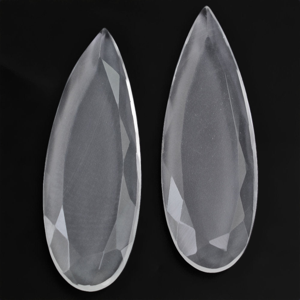 CRYSTAL TABLE CUT PEAR FLAT WITH FROSTED BOTTOM 30X10MM 6.75 Cts.