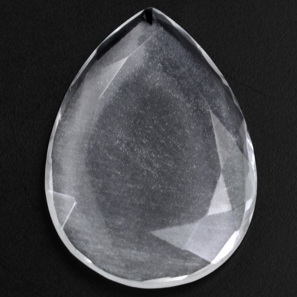 CRYSTAL TABLE CUT PEAR FLAT WITH FROSTED BOTTOM 20X14MM 6.40 Cts.