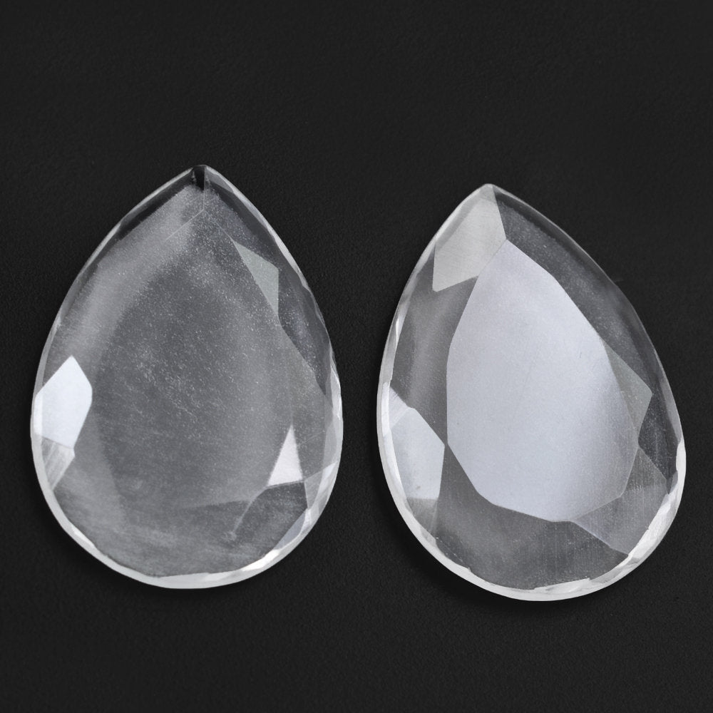 CRYSTAL TABLE CUT PEAR FLAT WITH FROSTED BOTTOM 20X14MM 6.40 Cts.