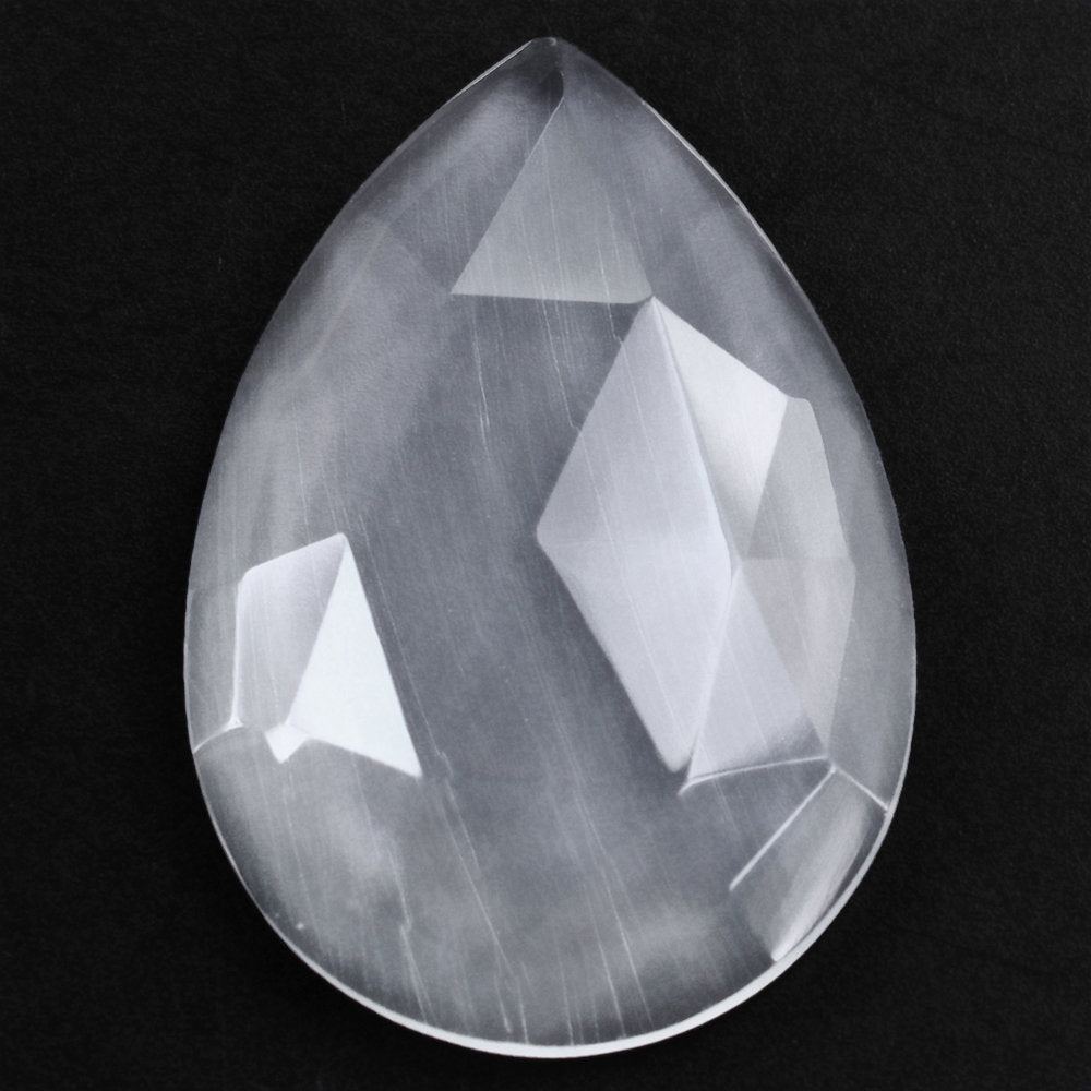CRYSTAL ROSE CUT PEAR CAB WITH FROSTED BOTTOM 20X14MM 8.06 Cts.