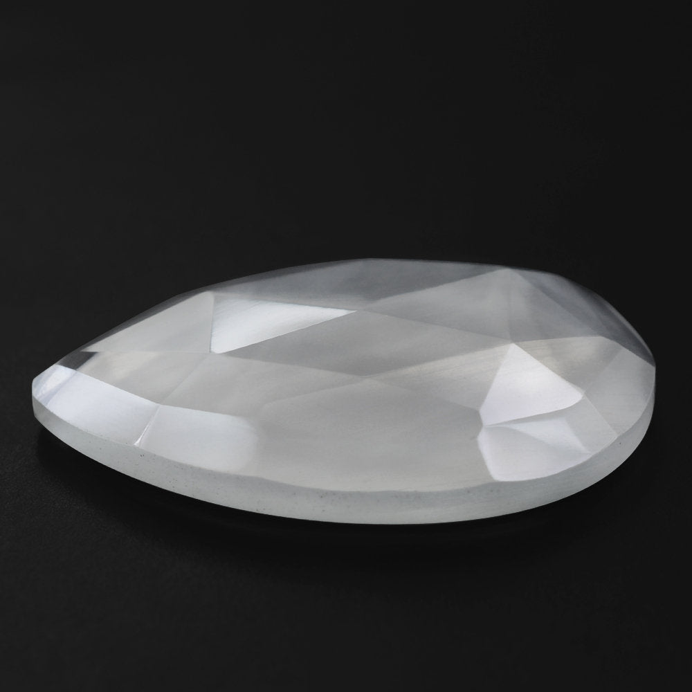 CRYSTAL ROSE CUT PEAR CAB WITH FROSTED BOTTOM 20X14MM 8.06 Cts.