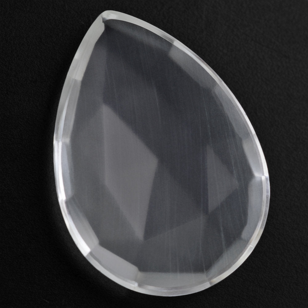 CRYSTAL ROSE CUT PEAR CAB WITH FROSTED BOTTOM 20X14MM 8.06 Cts.