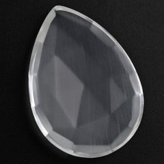 CRYSTAL ROSE CUT PEAR CAB WITH FROSTED BOTTOM 20X14MM 8.06 Cts.