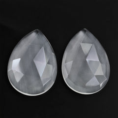 CRYSTAL ROSE CUT PEAR CAB WITH FROSTED BOTTOM 20X14MM 8.06 Cts.