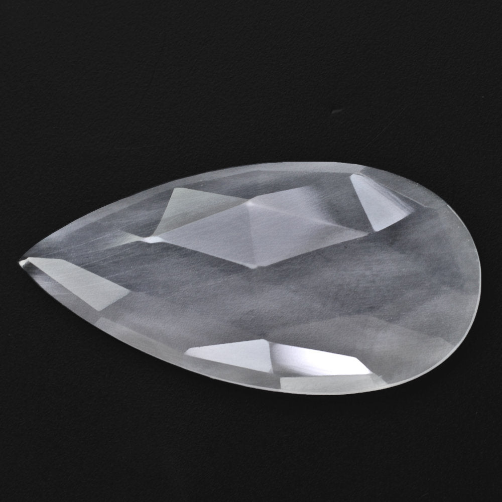 CRYSTAL ROSE CUT PEAR CAB WITH FROSTED BOTTOM 28X14MM 12.90 Cts.
