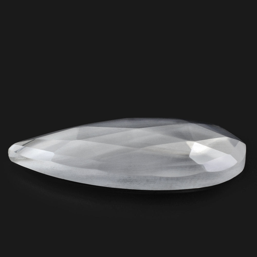 CRYSTAL ROSE CUT PEAR CAB WITH FROSTED BOTTOM 28X14MM 12.90 Cts.