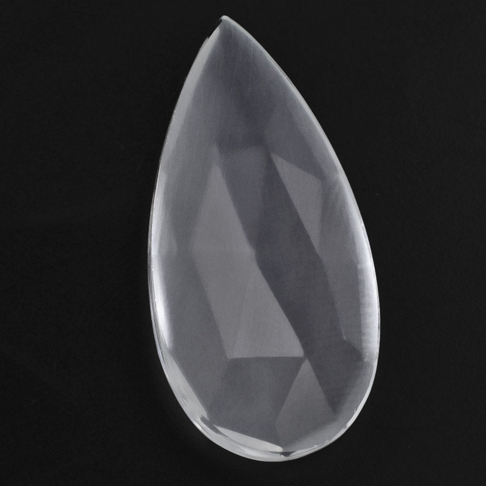 CRYSTAL ROSE CUT PEAR CAB WITH FROSTED BOTTOM 28X14MM 12.90 Cts.