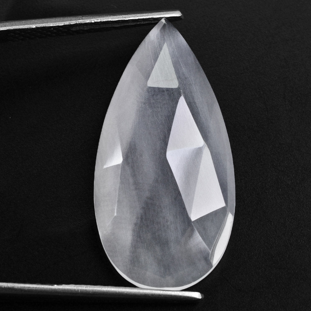 CRYSTAL ROSE CUT PEAR CAB WITH FROSTED BOTTOM 28X14MM 12.90 Cts.