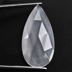 CRYSTAL ROSE CUT PEAR CAB WITH FROSTED BOTTOM 28X14MM 12.90 Cts.