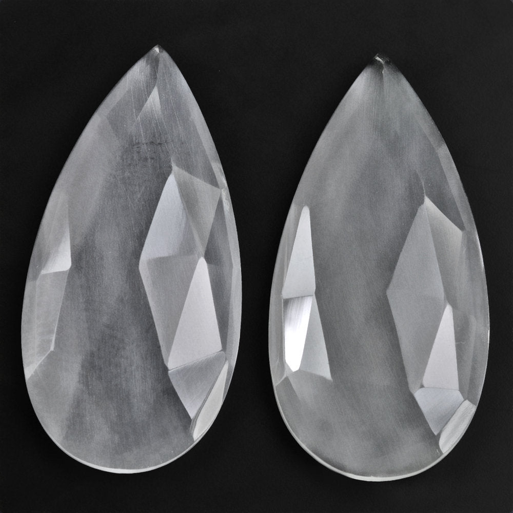 CRYSTAL ROSE CUT PEAR CAB WITH FROSTED BOTTOM 28X14MM 12.90 Cts.