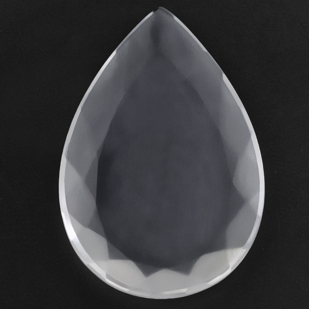 CRYSTAL TABLE CUT PEAR FLAT WITH FROSTED BOTTOM 34X23MM 25.19 Cts.