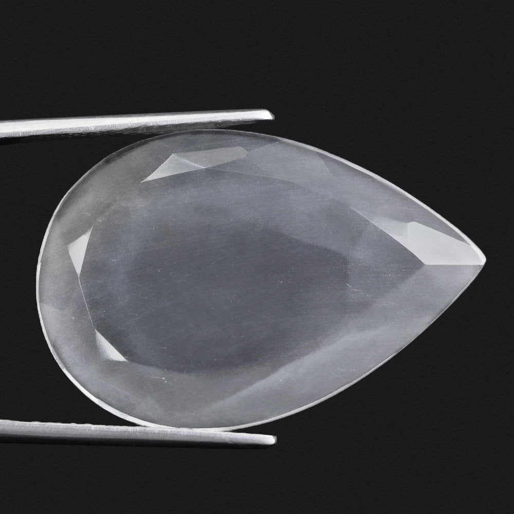 CRYSTAL TABLE CUT PEAR FLAT WITH FROSTED BOTTOM 34X23MM 25.19 Cts.
