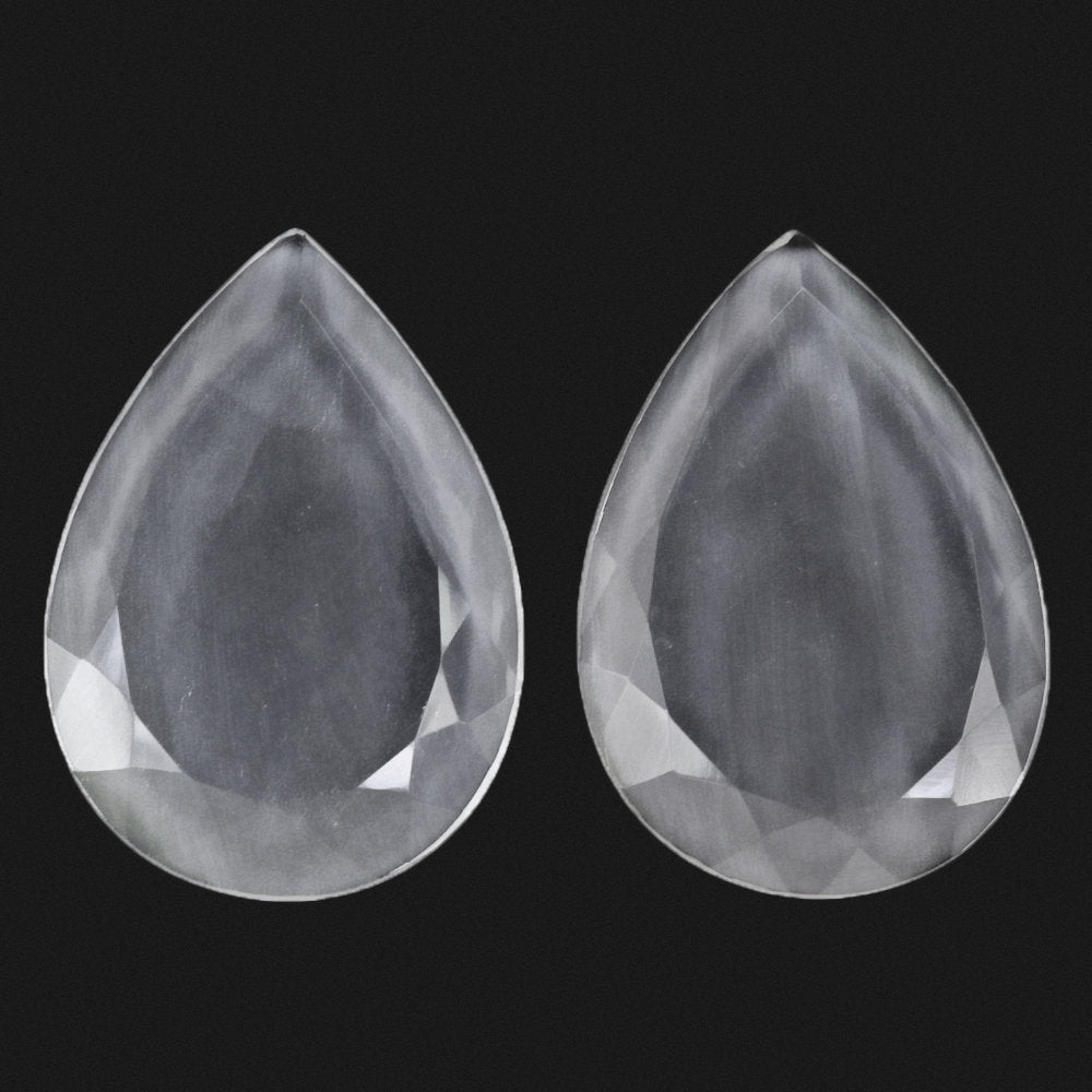 CRYSTAL TABLE CUT PEAR FLAT WITH FROSTED BOTTOM 34X23MM 25.19 Cts.