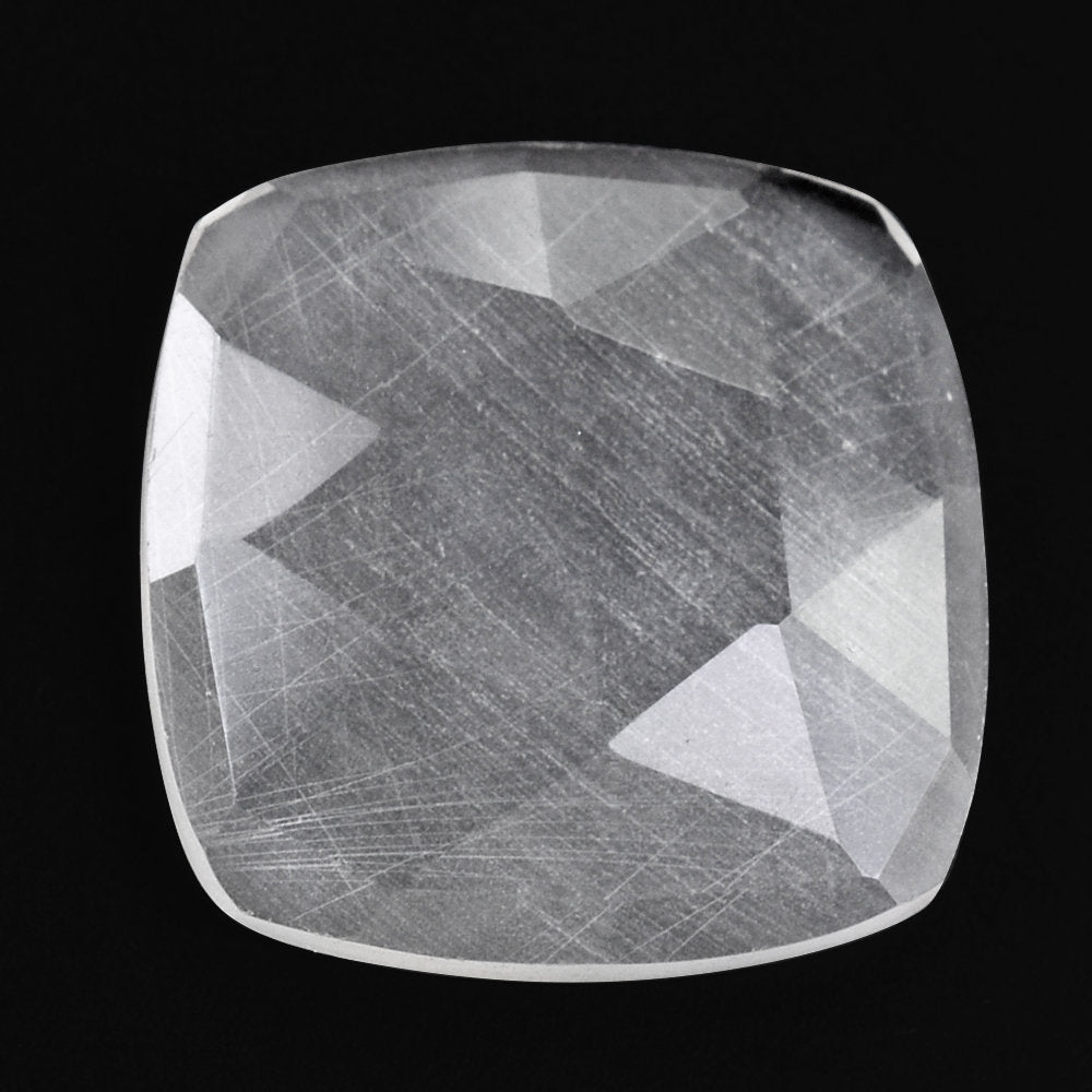 CRYSTAL ROSE CUT CUSHION CAB WITH FROSTED BOTTOM (FLAT) 18MM 11.86 Cts.