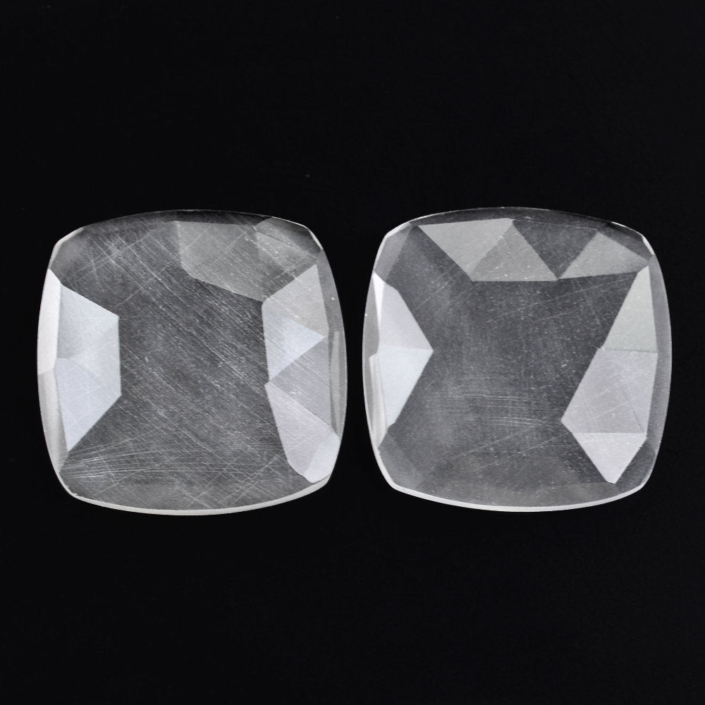 CRYSTAL ROSE CUT CUSHION CAB WITH FROSTED BOTTOM (FLAT) 18MM 11.86 Cts.