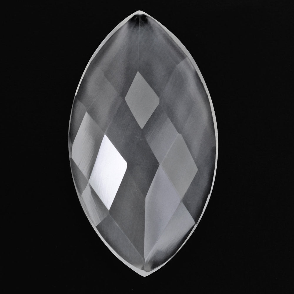 CRYSTAL CHECKER CUT MARQUISE CAB WITH FROSTED 25X13.50MM 9.68 Cts.