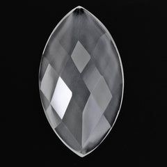 CRYSTAL CHECKER CUT MARQUISE CAB WITH FROSTED 25X13.50MM 9.68 Cts.