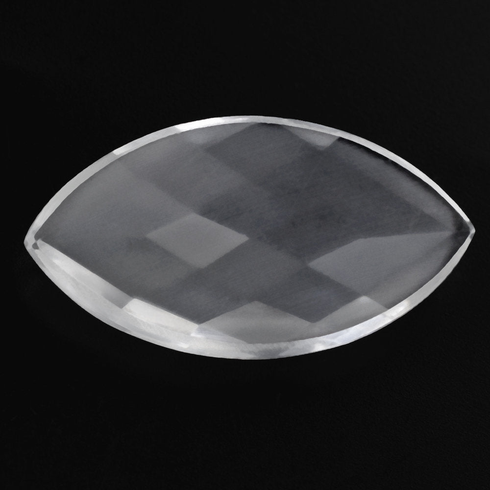 CRYSTAL CHECKER CUT MARQUISE CAB WITH FROSTED 25X13.50MM 9.68 Cts.