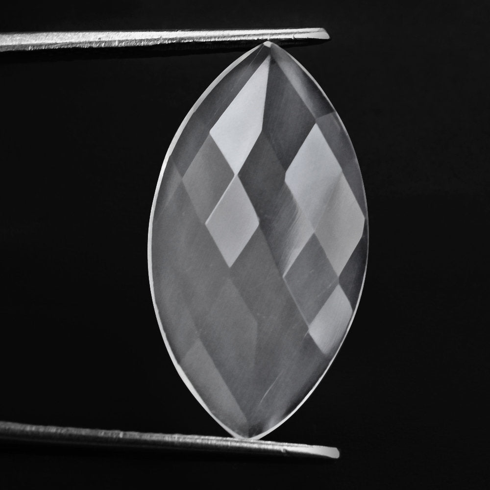 CRYSTAL CHECKER CUT MARQUISE CAB WITH FROSTED 25X13.50MM 9.68 Cts.