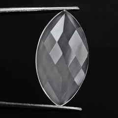 CRYSTAL CHECKER CUT MARQUISE CAB WITH FROSTED 25X13.50MM 9.68 Cts.