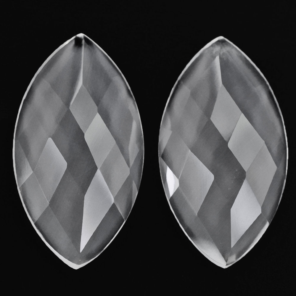 CRYSTAL CHECKER CUT MARQUISE CAB WITH FROSTED 25X13.50MM 9.68 Cts.