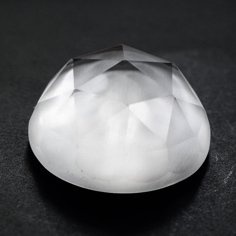 CRYSTAL ROSE CUT ROUND CAB WITH FROSTED BOTTOM 15MM 12.59 Cts.