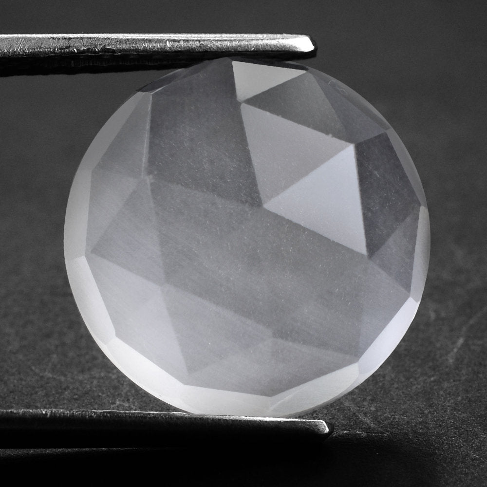 CRYSTAL ROSE CUT ROUND CAB WITH FROSTED BOTTOM 15MM 12.59 Cts.