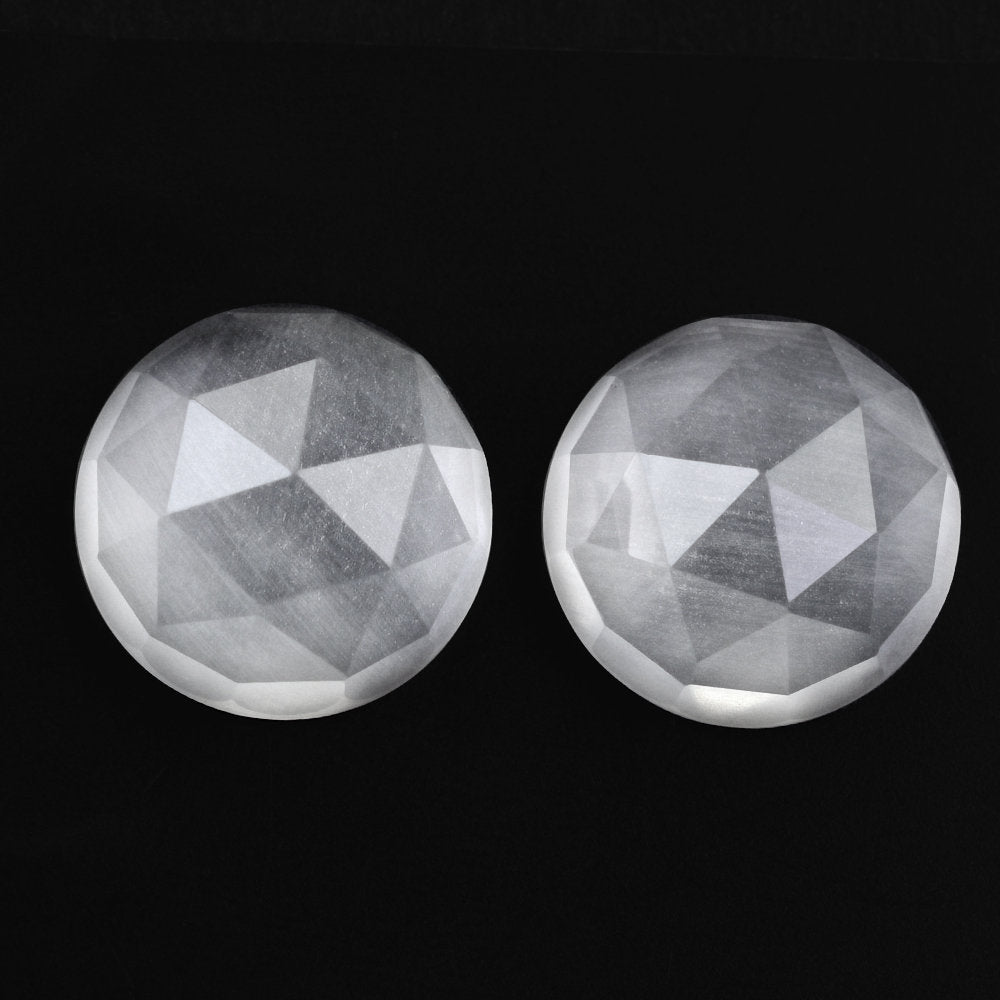 CRYSTAL ROSE CUT ROUND CAB WITH FROSTED BOTTOM 15MM 12.59 Cts.