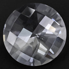 CRYSTAL CHECKER HIGH DOME ROUND WITH DIAMOND CUT BACK 20MM 18.48 Cts.