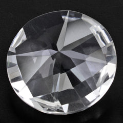 CRYSTAL CHECKER HIGH DOME ROUND WITH DIAMOND CUT BACK 20MM 18.48 Cts.
