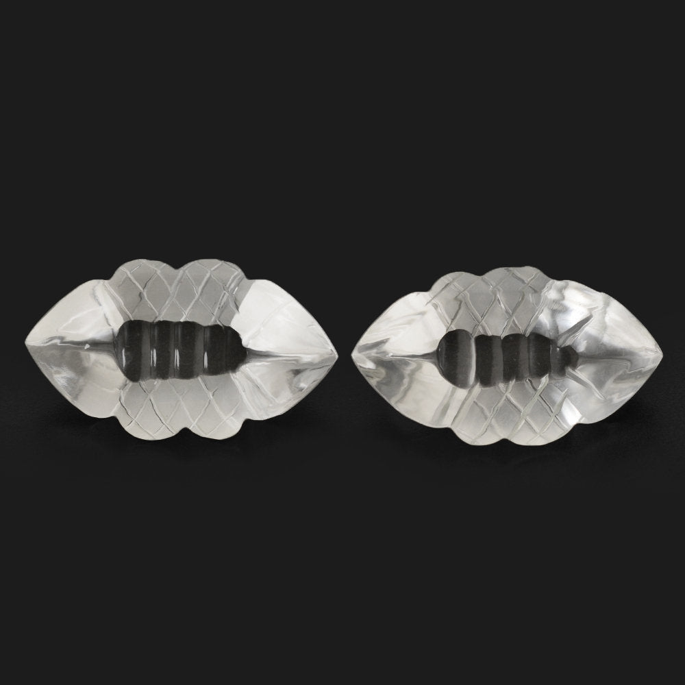 CRYSTAL BUFFTOP FISH CARVED BACK MARQUISE (DES#111) 20X11.50MM 10.17 Cts.