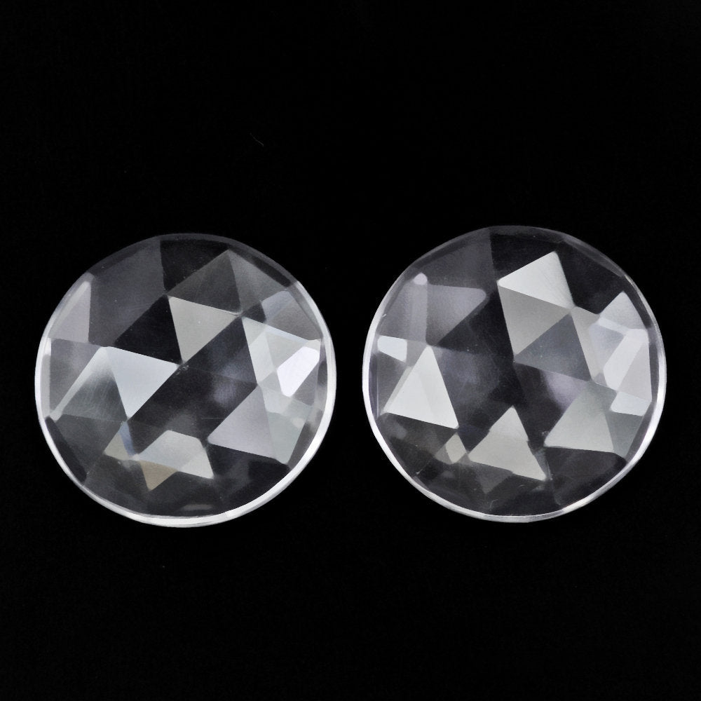 CRYSTAL ROSE CUT ROUND CAB 18MM 9.49 Cts.