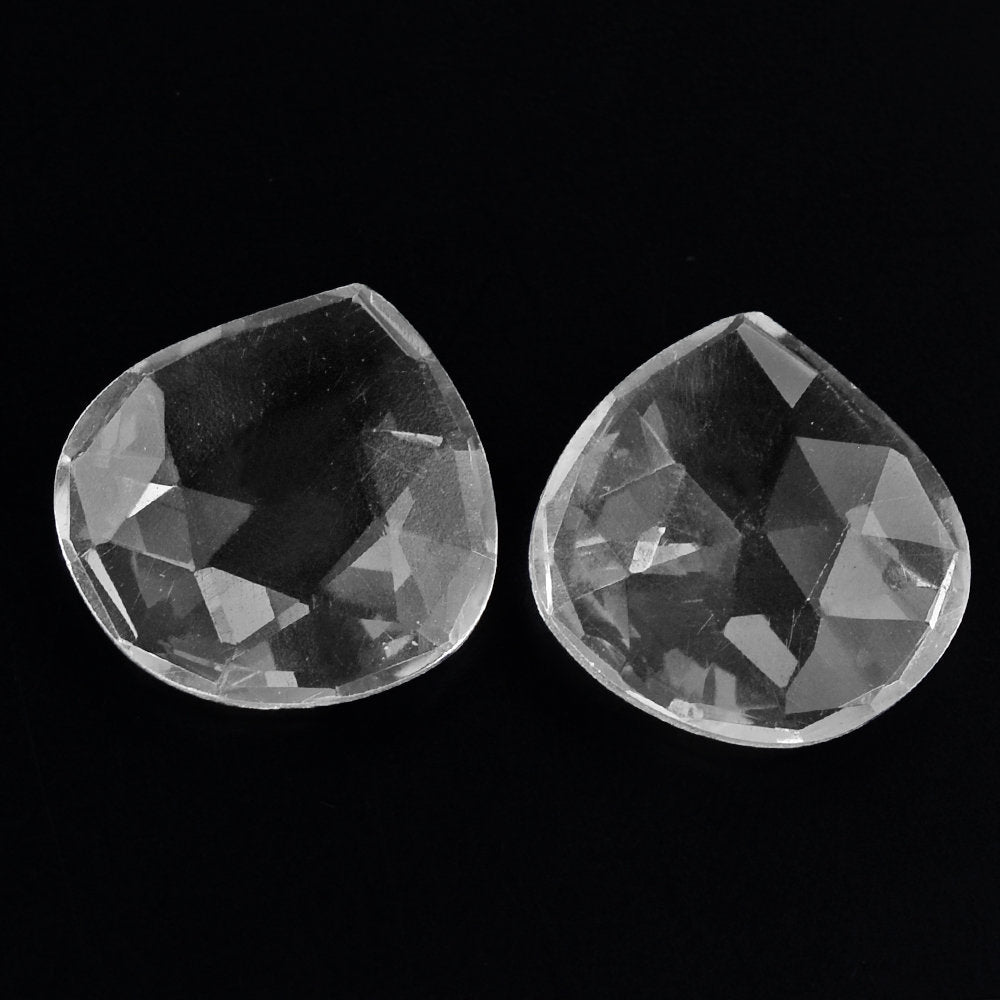 CRYSTAL ROSE CUT BRIOLETTE IRREGULAR PEAR 13MM 3.58 Cts.